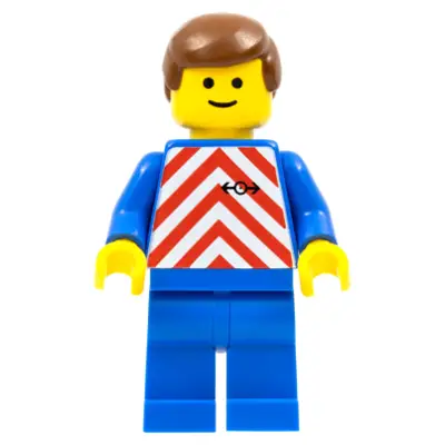 Red & White Stripes - Blue Legs, Brown Male Hair