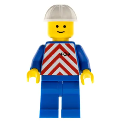 Red & White Stripes - Blue Legs, White Construction Helmet