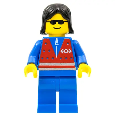 Red Vest and Zipper - Blue Legs, Black Female Hair