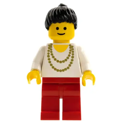 Necklace Gold - Red Legs, Black Ponytail Hair