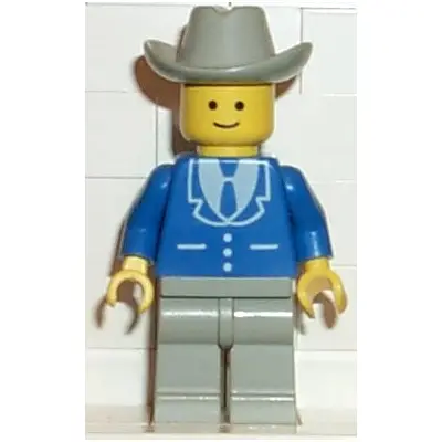 Suit with 3 Buttons Blue - Light Gray Legs, Light Gray Cowboy Hat