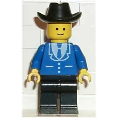 Suit with 3 Buttons Blue - Black Legs, Black Cowboy Hat