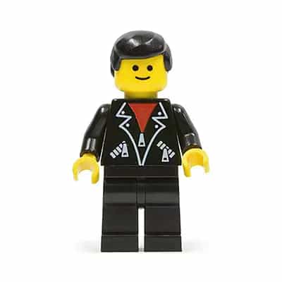 Leather Jacket with Zippers - Black Legs, Black Male Hair