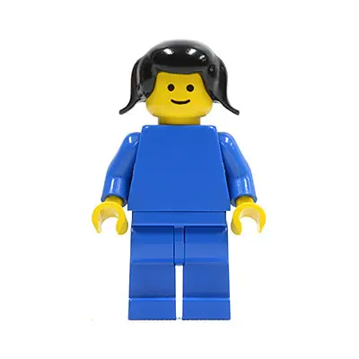 Plain Blue Torso with Blue Arms, Blue Legs, Black Pigtails Hair