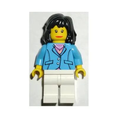 Medium Blue Jacket, White Legs, Black Mid-Length Female Hair