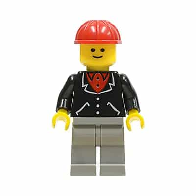 Suit with 3 Buttons Black - Light Gray Legs, Red Construction Helmet