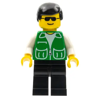Jacket Green with 2 Large Pockets - Black Legs, Black Male Hair