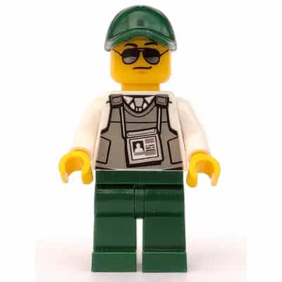Security Officer - Dark Green Legs, Dark Green Cap with Hole, Sunglasses