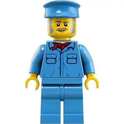 Train Worker - Male, Medium Blue Hat, Medium Blue Shirt with Red Bandana, Medium Blue Legs