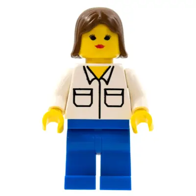 Shirt with 2 Pockets, Blue Legs, Brown Female Hair