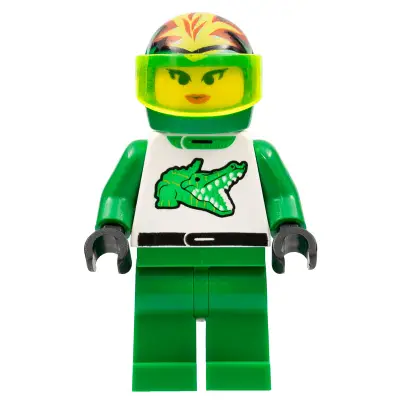 Race - Driver, Green Alligator, Helmet with Flames