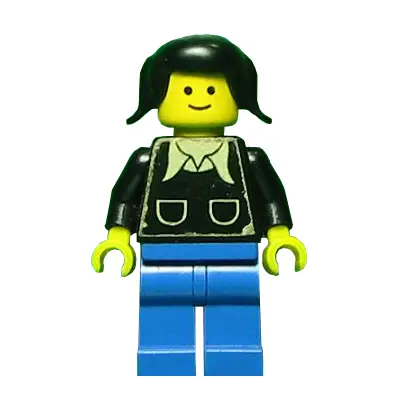 Patron - Black Torso with Pockets and Collar (Torso Sticker), Blue Legs, Black Pigtails Hair