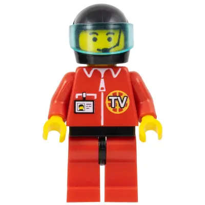 TV Logo in Globe on Red Jacket, Red Legs with Black Hips, Headset Pattern