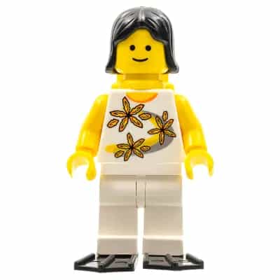 Yellow Flowers - Black Female Hair, Yellow Air Tanks, Black Flippers