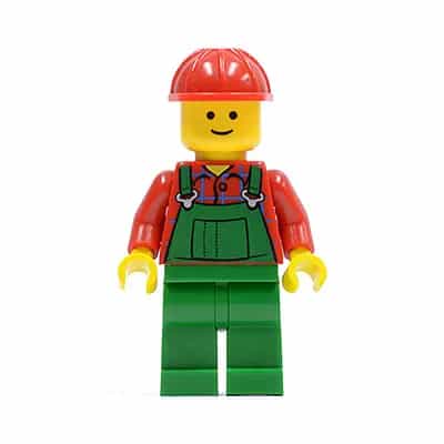 Overalls Farmer Green, Red Construction Helmet