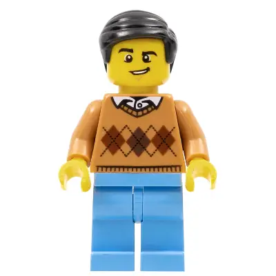 Dad - Medium Nougat Argyle Sweater, Medium Blue Legs, Black Smooth Hair
