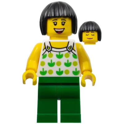 Ludo Green - Female, White Halter Top with Green Apples and Lime Spots, Green Legs, Black Bob Cut Hair, Freckles