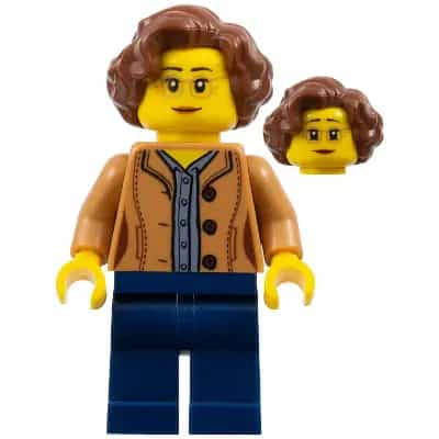 Female, Short Reddish Brown Hair, Medium Nougat Glasses and Shirt, Dark Blue Legs