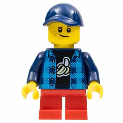 Boy - Dark Blue Banana Shirt, Red Short Legs, Crooked Dark Blue Cap