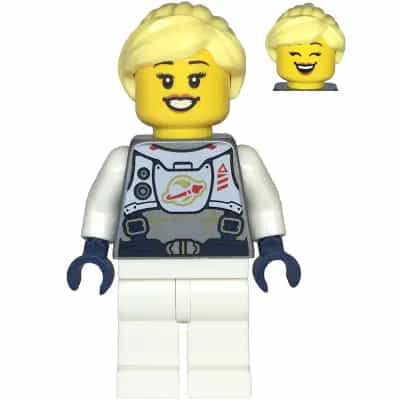 Astronaut - Female, Flat Silver Spacesuit with Harness and White Panel with Classic Space Logo, Bright Light Yellow Hair