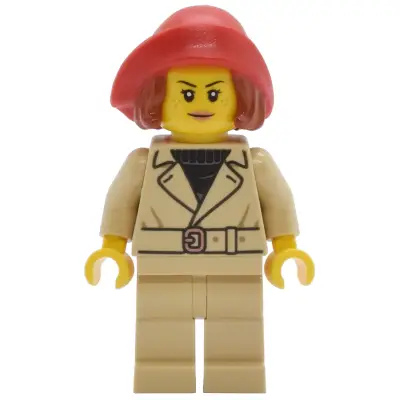 Tudor House Patron / Food Critic - Tan Jacket and Legs, Red Hat with Hair, Soft Folded Brim