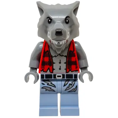 Werewolf - Torn Red Flannel Shirt, Bare Chest with Fur and Muscles, Sand Blue Legs with Belt and Tears