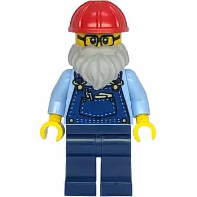 Shopping Street Plumber - Male, Bright Light Blue Shirt, Dark Blue Overalls and Legs, Red Construction Helmet