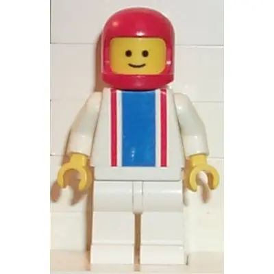 Vertical Lines Blue & Red - White Arms - White Legs, Red Classic Helmet