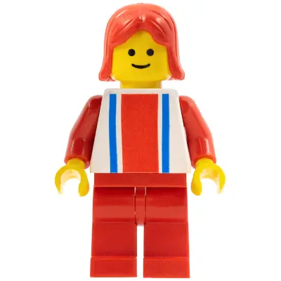 Vertical Lines Red & Blue - Red Arms - Red Legs, Red Female Hair