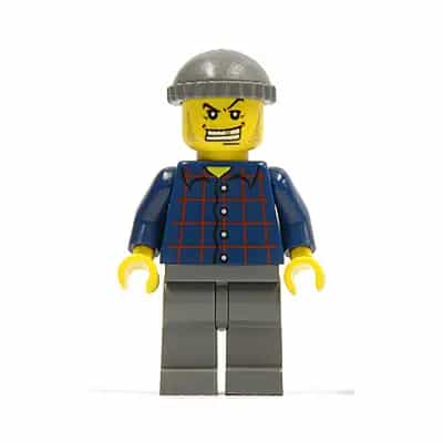 Plaid Button Shirt, Dark Gray Legs, Dark Gray Knit Cap, White Teeth with Gold Tooth, Stubble (Armored Car Bandit)