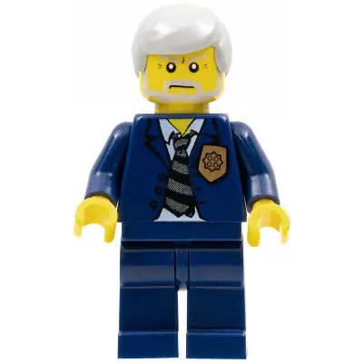 Police - World City Chief, Dark Blue Suit with Badge and Tie, Dark Blue Legs