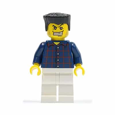 Plaid Button Shirt, White Legs, Black Flat Top, White Teeth with Gold Tooth, Stubble