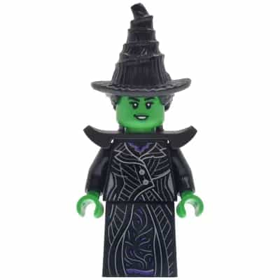 Elphaba - Minifigure, Black Coat over Dress, Hat, Shoulder Pads