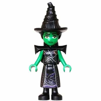 Elphaba - Mini Doll, Black Coat over Dress, Hat, Shoulder Pads
