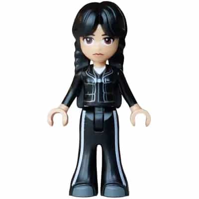 Wednesday Addams - Mini Doll, Black Jacket and Trousers Bell-Bottoms, Dark Bluish Gray Shoes
