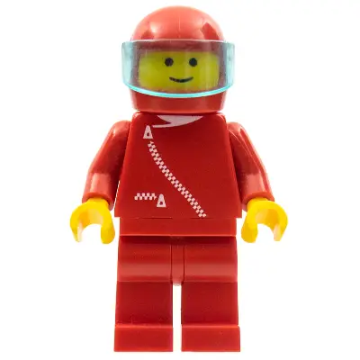 Jacket with Zipper - Red, Red Legs, Red Helmet, Trans-Light Blue Visor