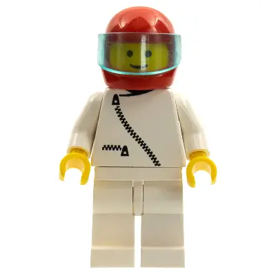 Jacket with Zipper - White, White Legs, Red Helmet, Trans-Light Blue Visor
