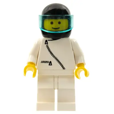 Jacket with Zipper - White, White Legs, Black Helmet, Trans-Light Blue Visor
