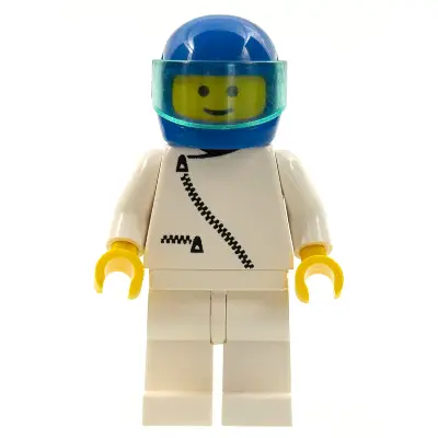 Jacket with Zipper - White, White Legs, Blue Helmet, Trans-Light Blue Visor