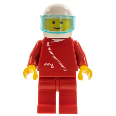 Jacket with Zipper - Red, Red Legs, White Helmet, Trans-Light Blue Visor