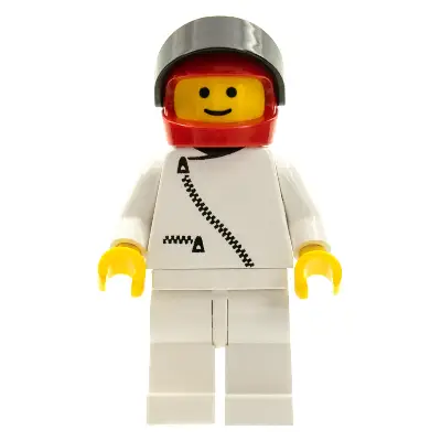 Jacket with Zipper - White, White Legs, Red Helmet, Black Visor