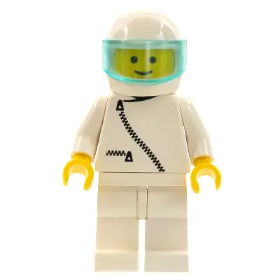 Jacket with Zipper - White, White Legs, White Helmet, Trans-Light Blue Visor