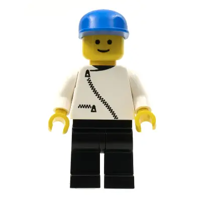 Jacket with Zipper - White, Black Legs, Blue Cap