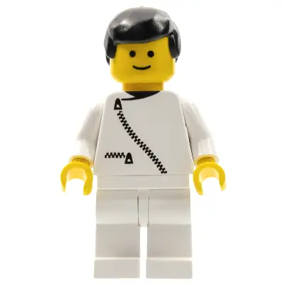 Jacket with Zipper - White, White Legs, Black Male Hair