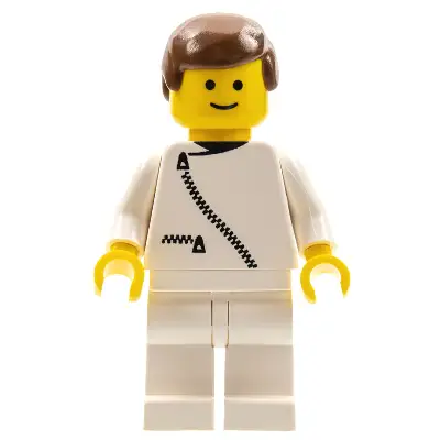 Jacket with Zipper - White, White Legs, Brown Male Hair