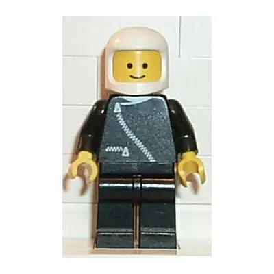 Jacket with Zipper - Black, Black Legs, White Classic Helmet
