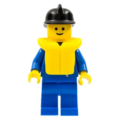 Jacket with Zipper - Blue, Blue Legs, Black Fire Helmet, Life Jacket