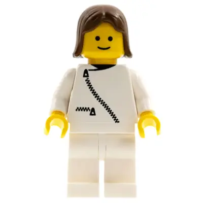 Jacket with Zipper - White, White Legs, Brown Female Hair