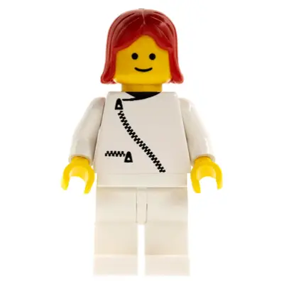 Jacket with Zipper - White, White Legs, Red Female Hair