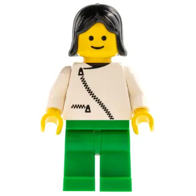 Jacket with Zipper - White, Green Legs, Black Female Hair